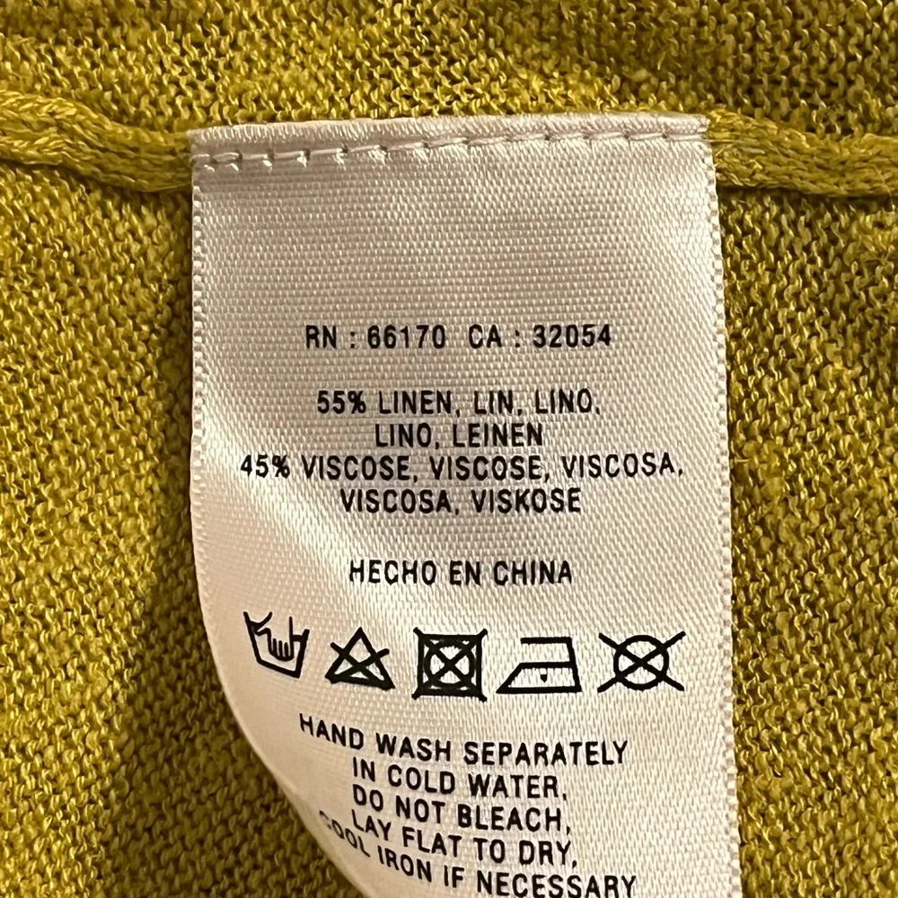 Anthropologie ANGEL OF THE NORTH Yellow Linen Blend Open Knit Cardigan Size M